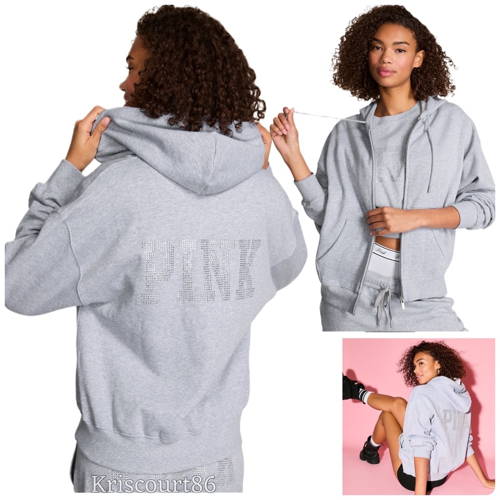 VSPINK Rhinestone Bling “PINK” Zip-Up NEW WITH TAGS